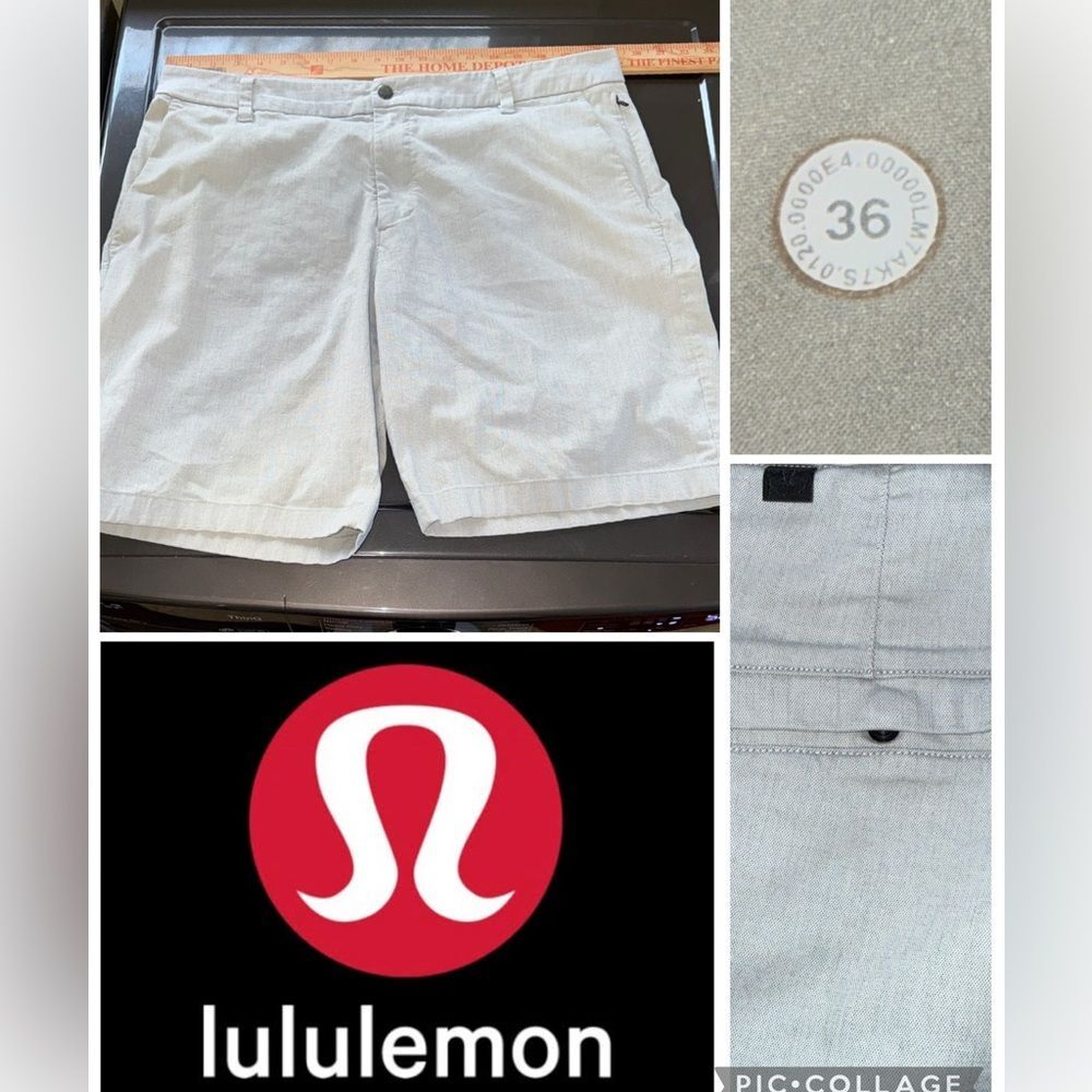 Lululemon Commission Slim Chino Shorts Men's Size 36 Tofino Sand Tan